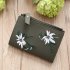 Ladies Mini Folding Purse Embroidered Flower Pattern Zipper Wallet Card Holder gray
