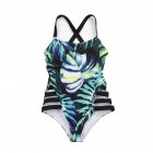 Ladies  One piece  Printed  Bikini Sexy Shoulder Strap Backless Beach Bathing Suit For Women Picture color S