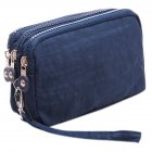 Lady Phone Wallet Package 3 Layers Handbag Cross Section Clutch Bag Large Capacity Valentines Gift Navy blue