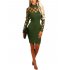 Lady Sexy Bodycon Dress High Neck Round Collar Hollowed out Mid thigh Length Pencil Dress Valentines Gift