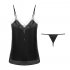 Lady Sexy Ice Silk Sling Nightdress   Briefs Temptation Lingerie Underwear Sleepwear Pajamas black One size