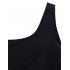 Lady Sexy One piece Slim Swimsuit Strapless Tassels Swimwear Beach Wear black 2XL