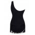 Lady Sexy One piece Slim Swimsuit Strapless Tassels Swimwear Beach Wear black 2XL