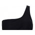 Lady Sexy One piece Slim Swimsuit Strapless Tassels Swimwear Beach Wear black 2XL