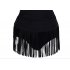 Lady Sexy One piece Slim Swimsuit Strapless Tassels Swimwear Beach Wear black 2XL