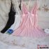 Lady Slip Dress Lace Brim Pajamas Nightdress Pure Color Woman See through Sexy Underwear  Jujube Free size