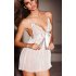 Lady Slip Dress Lace Brim Pajamas Nightdress Pure Color Woman See through Sexy Underwear  white Free size