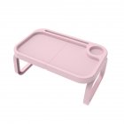 Laptop Desk Bed Tray Table Holder with Foldable Legs Cup Slot for Eating Breakfast Reading Book Watching Movie Pink
