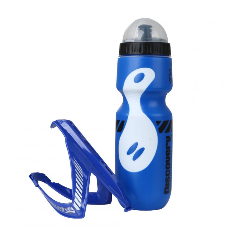 Large Capacity Bicycle Water Bottles Carbon Fiber Texture V-shaped Bottle Cage Bicycle Kettle set (set) blue kettle + blue bottle cage