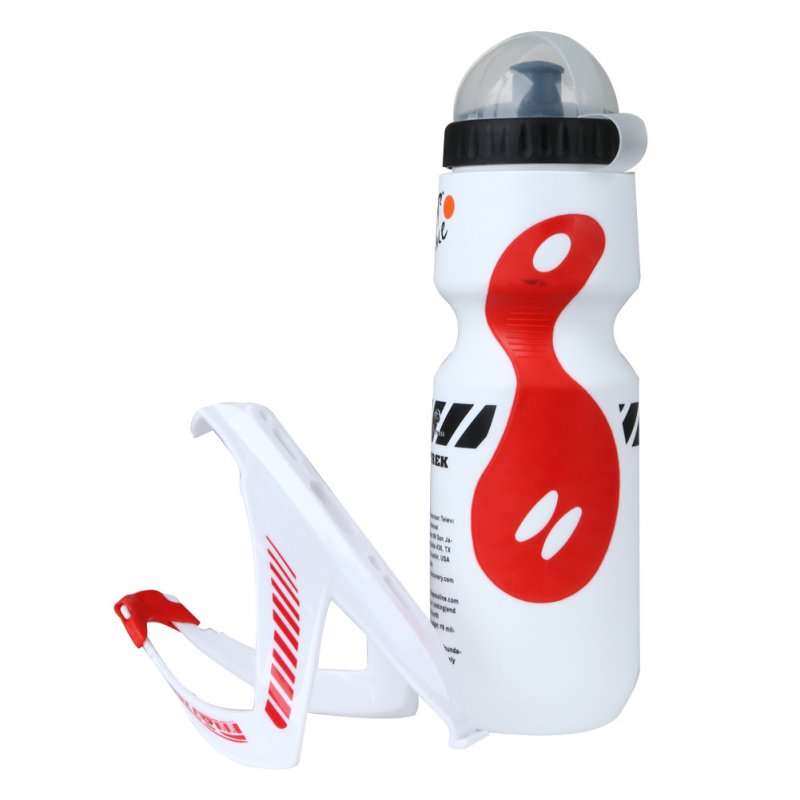 Large Capacity Bicycle Water Bottles Carbon Fiber Texture V-shaped Bottle Cage Bicycle Kettle set One set (white kettle + white bottle cage)