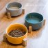 Large Capacity Pet Ceramic Feeding Bowl with Wood Frame for Cat Dog Food White