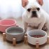 Large Capacity Pet Ceramic Feeding Bowl with Wood Frame for Cat Dog Food Yellow