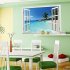 Large Removable Beach Sea 3D Window Decal WALL STICKER Home Decor Exotic Beach View Art Wallpaper Mural