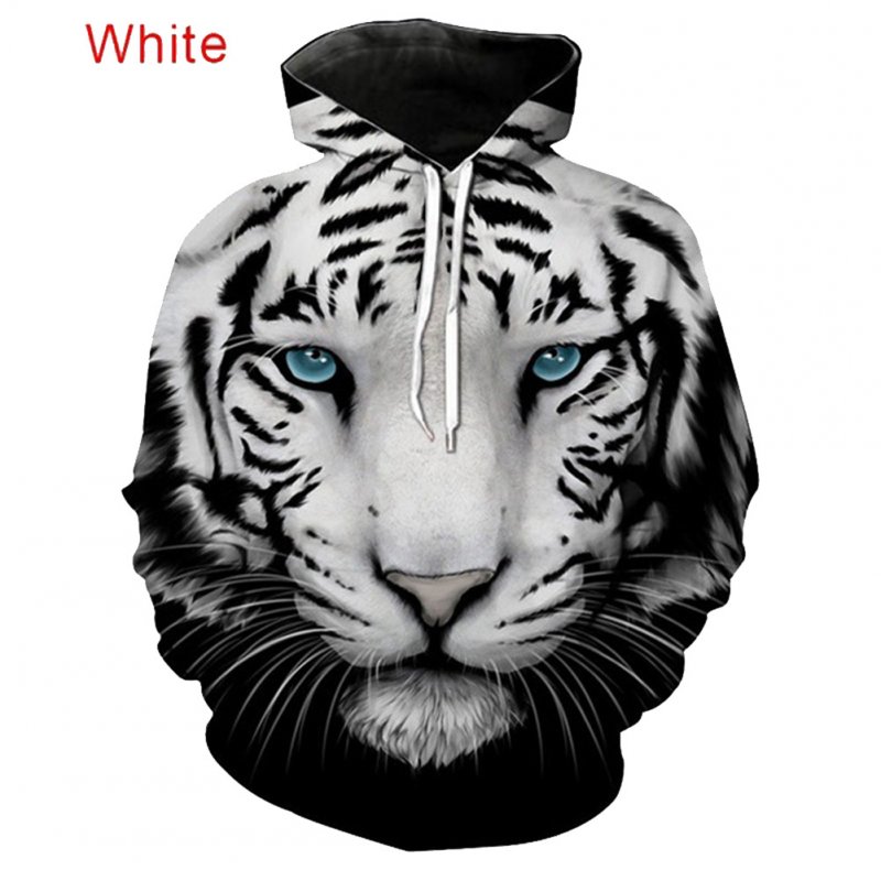 Large Size 3D Black White Tiger Printing Hooded Sweatshirts for Men Women Lovers Black and white tiger_L