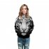 Large Size 3D Black White Tiger Printing Hooded Sweatshirts for Men Women Lovers Black and white tiger L