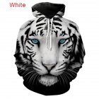 Large Size 3D Black White Tiger Printing Hooded Sweatshirts for Men Women Lovers Black and white tiger 2XL