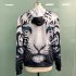 Large Size 3D Black White Tiger Printing Hooded Sweatshirts for Men Women Lovers Black and white tiger M