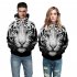 Large Size 3D Black White Tiger Printing Hooded Sweatshirts for Men Women Lovers Black and white tiger M