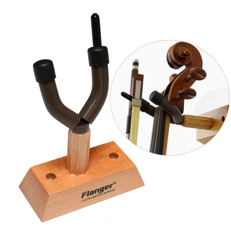 FH-03 Violin Hook Hanger Wood Base Wall Mount Holder for Home Storage and Show Violin Wood color