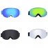 Large Sphere Ski Goggles Double Layers Adult Antifog Windproof Climbing Goggles Black frame silver