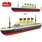 Large Titanic  Building  Block Cruise Ship Model Small Particles Assembled Bricks Stress Relief Educational Toy For Children Grown up As shown