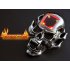 Large skull belt buckle with square window slot to hold the included LED light module or the included ironic mp3 player   