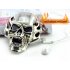 Large skull belt buckle with square window slot to hold the included LED light module or the included ironic mp3 player   