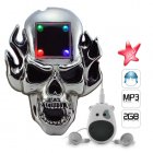 Large skull belt buckle with square window slot to hold the included LED light module or the included ironic mp3 player   