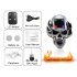 Large skull belt buckle with square window slot to hold the included LED light module or the included ironic mp3 player   
