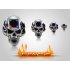 Large skull belt buckle with square window slot to hold the included LED light module or the included ironic mp3 player   