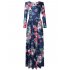 Leadingstar Women Casual Floral Print Long Sleeve Party Maxi Boho Dresses Royal blue S