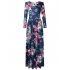 Leadingstar Women Casual Floral Print Long Sleeve Party Maxi Boho Dresses Pink M