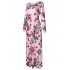 Leadingstar Women Casual Floral Print Long Sleeve Party Maxi Boho Dresses Pink XL