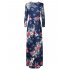 Leadingstar Women Casual Floral Print Long Sleeve Party Maxi Boho Dresses Pink XL