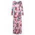 Leadingstar Women Casual Floral Print Long Sleeve Party Maxi Boho Dresses Pink XL