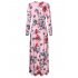 Leadingstar Women Casual Floral Print Long Sleeve Party Maxi Boho Dresses Pink L