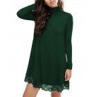 Women Lace Turtleneck Loose Casual Dress