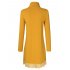 Leadingstar Women Lace Turtleneck Loose Casual Long Sleeve Knit Dress Yellow S