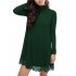 Leadingstar Women Lace Turtleneck Loose Casual Long Sleeve Knit Dress Dark green L