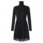 Women Lace Turtleneck A-Line Casual Dress