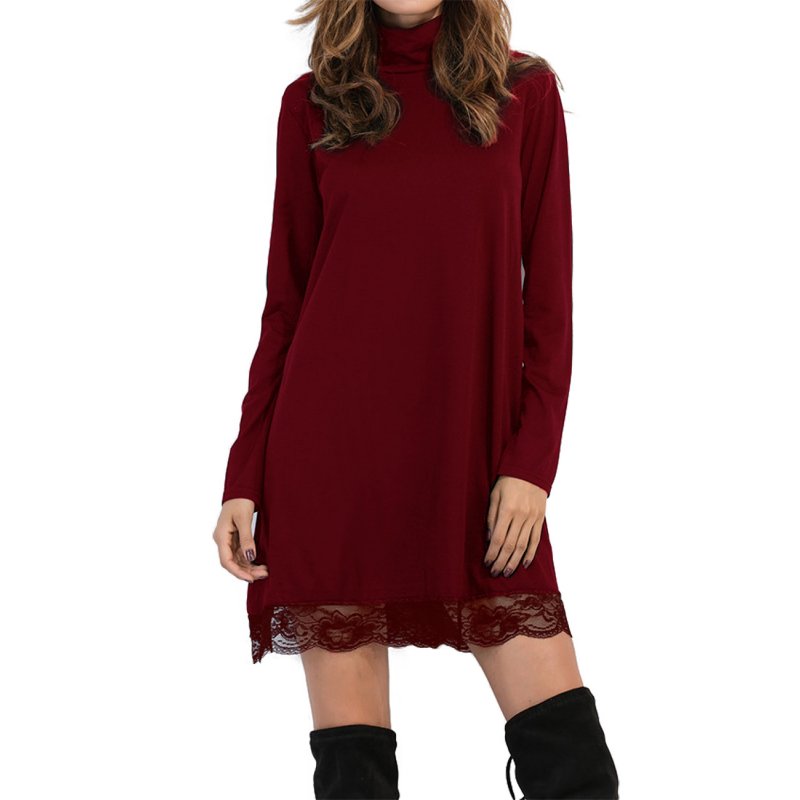 Floral Hem Long Sleeve Ladies Shirt Dress