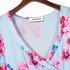 Leadingstar Women s 3 4 Sleeve V Neck Floral Print Boho Maxi Wrap Dress MBVFA