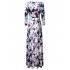 Leadingstar Women s 3 4 Sleeve V Neck Floral Print Boho Maxi Wrap Dress MBVFA