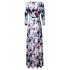 Leadingstar Women s 3 4 Sleeve V Neck Floral Print Boho Maxi Wrap Dress MBVFA