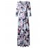 Leadingstar Women s 3 4 Sleeve V Neck Floral Print Boho Maxi Wrap Dress MBVFA