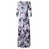 Leadingstar Women s 3 4 Sleeve V Neck Floral Print Boho Maxi Wrap Dress MBVFA