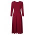 Leadingstar Women s Casual Long Sleeve A Line Fit and Flare Midi Dress