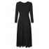 Leadingstar Women s Casual Long Sleeve A Line Fit and Flare Midi Dress XL Black