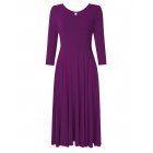 Leadingstar Women s Casual Long Sleeve A Line Fit and Flare Midi DressAOA2