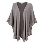 Leadingstar Women s Fashion Casual Long Sleeve Open Front Lace Edge Stitching Knit Cardigan